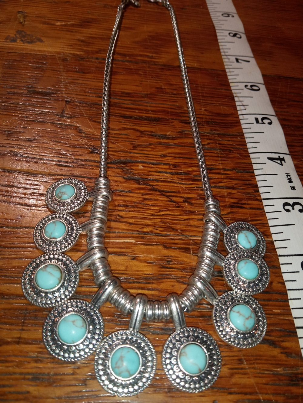 Turquoise Silver-Tone Statement Necklace - Women Jewelry